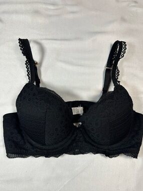 aerie Black Lace Push-Up Longline Bra